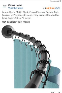Matte Black, Curved Shower Curtain Rod, 50 to 72 Inches