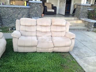 2 piece suede beige couch super clean selling ASAP throwing out if not by today