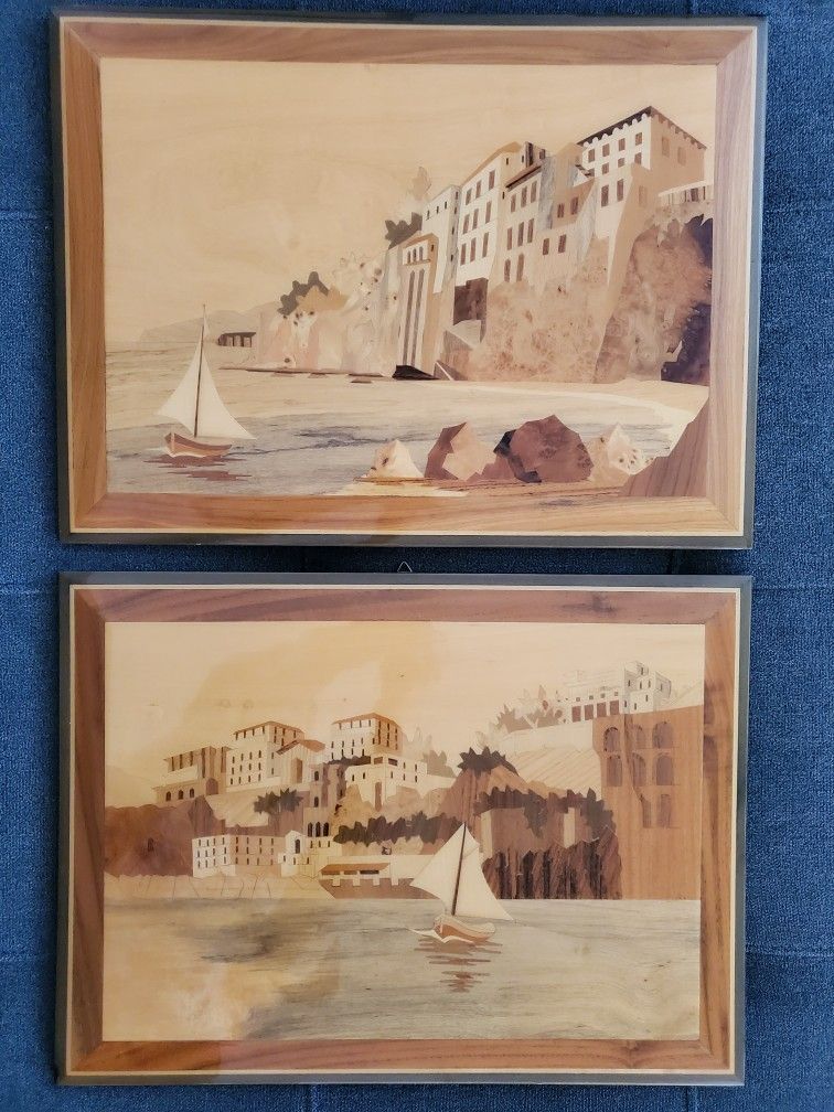 Italian Marquetry Wood Wall Hanging Art