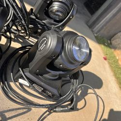 4 Spinning Head Spot Lights With Cases And DMX Cables, Light Controller Case 