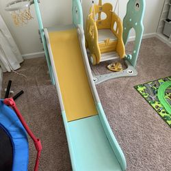 Kids Baby Toddler Climber Swing Set with Long Slide