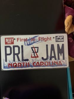 Pearl Jam license plate 2025 Raleigh NC