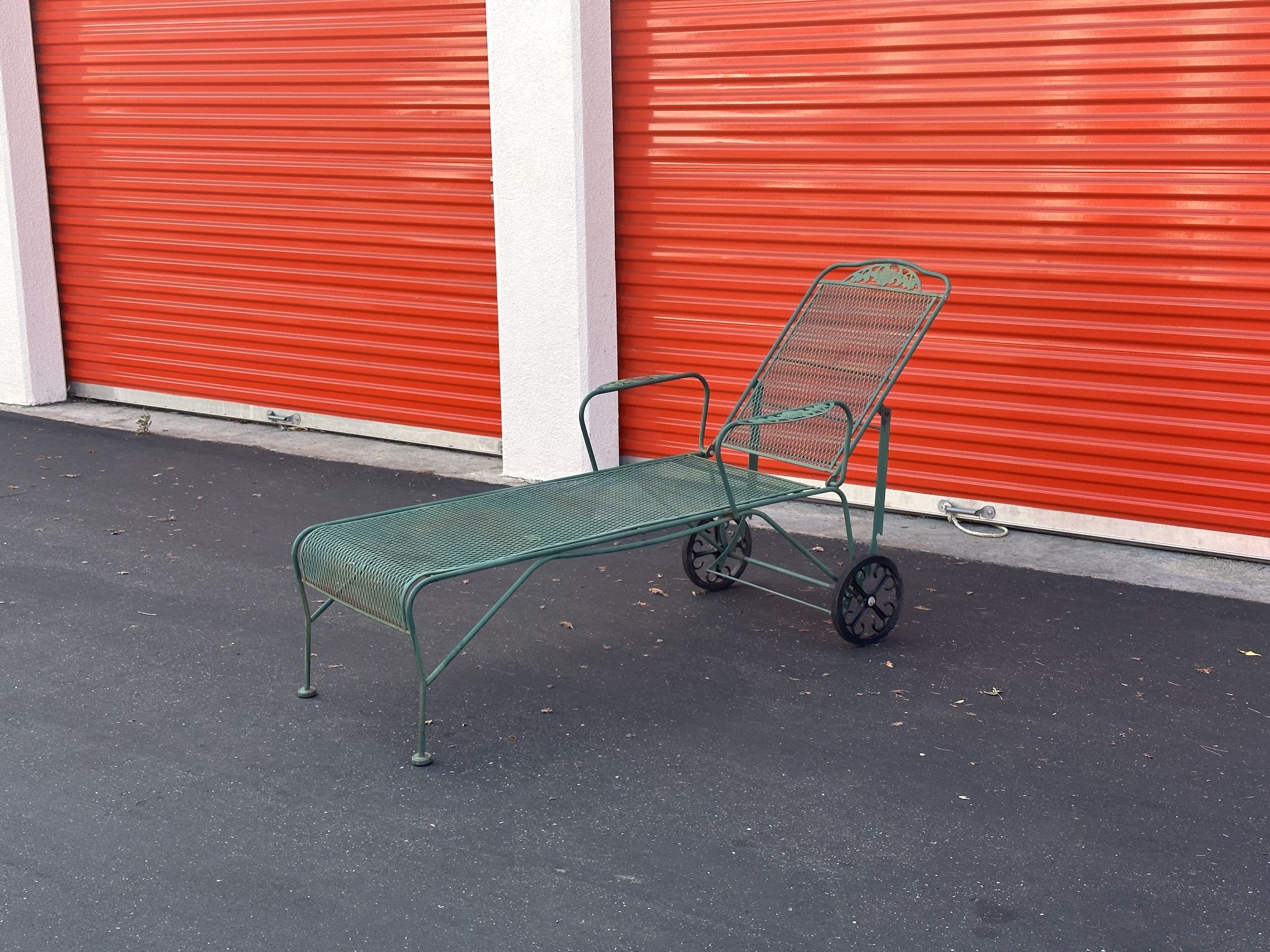 FREE DELIVERY Vintage Iron Adjustable Back Rolling Chaise Outdoor Patio Lounger