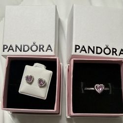 PANDORA RING AND EARRINGS 