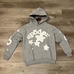 Grey Beluga Sp5der Hoodie Small