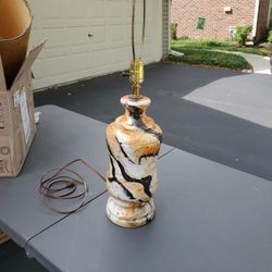 Antique Lamp - Black, White, Rust Orange