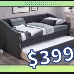 Brand New In Box Day Bed W/ Slats + Trundle  And 2 Mattresses. Pick Up  In  Long Beach