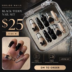 SooJoo Nails Black Teddy Press-On Nail Set