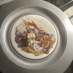 Vintage War Plates With Separate Scenes