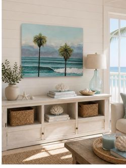 Coastal Palm Tree  Beach Canvas - Original Painting- Wall Art