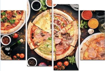 New 4 Piece Kitchen Wall Decor Delicious Pizza Pictures Print on Canvas Food Painting framed