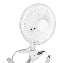 Small Fan 6 INCH - 2 Speed - Adjustable Tilt, Whisper Quiet Operation Clip-On-Fan with 5.5 Foot Cord