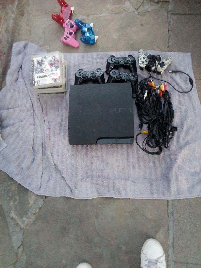 PS3 With Controls And Charger