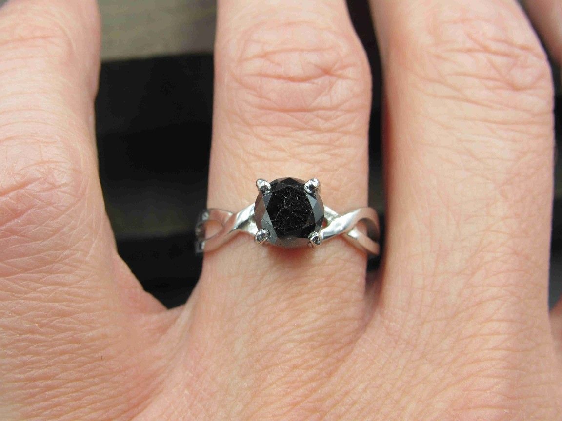 Size 7.75 Sterling Silver Rough Cut Black Diamond Custom Made Band Ring