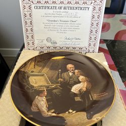 Knowles Norman Rockwell Grandpa's Treasure Chest Collector Plate Porcelain COA