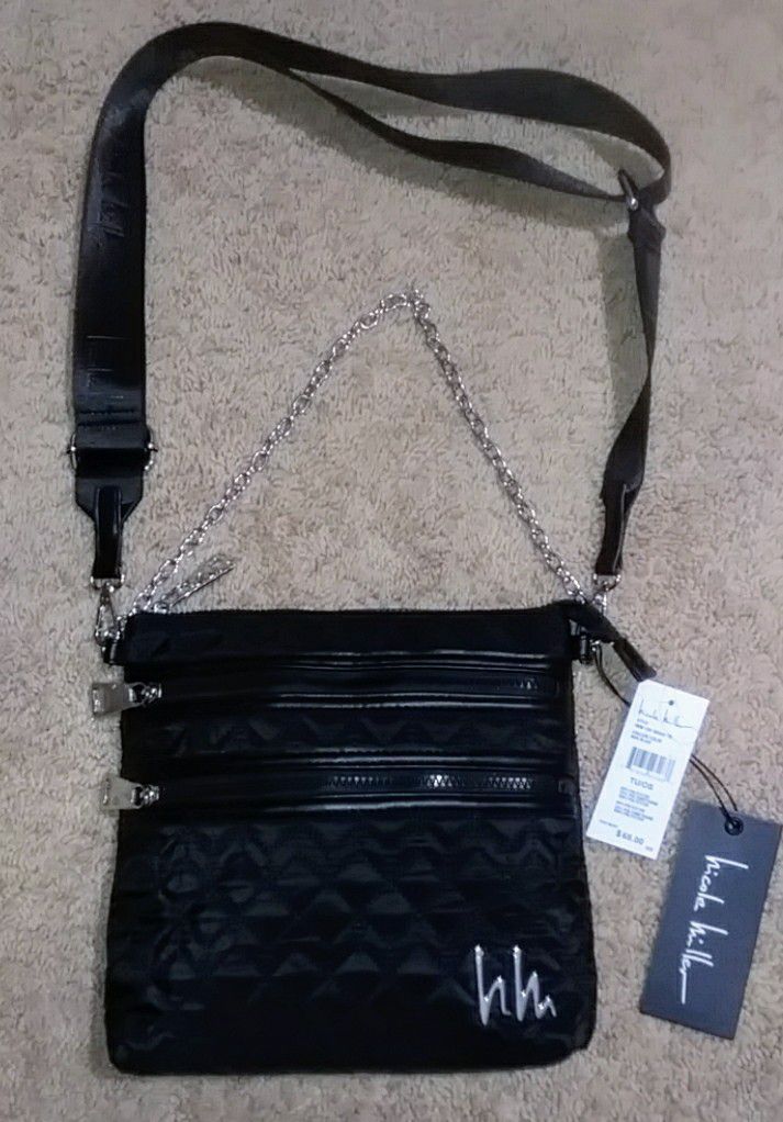 NWT Nicole Miller Quilted Flat Crossbody Bag.