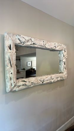 White drift wood mirror