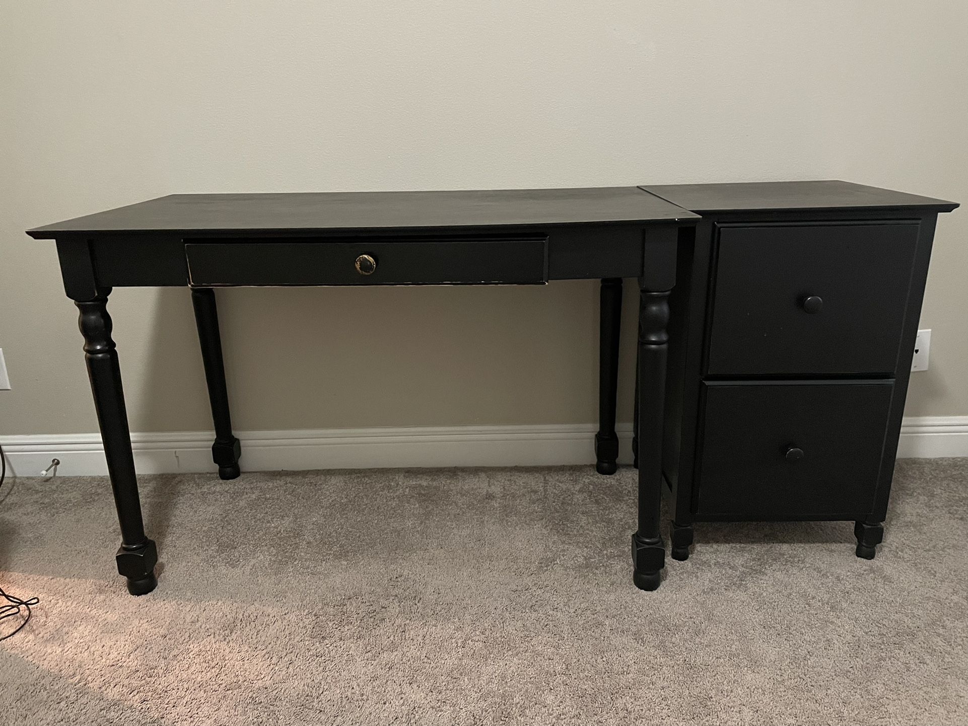 Black Office/Computer Desk (plus Two Drawers) 