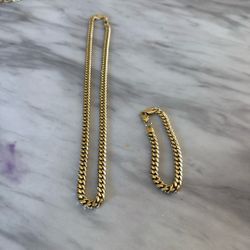 24’ Gold Cuban Chain Matching Bracelet 