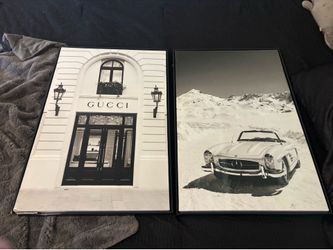 two black and white wall prints