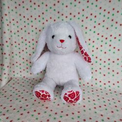 Build A Bear White Pawlette Bunny Red Hearts 16" Stuffed Plush Teddy