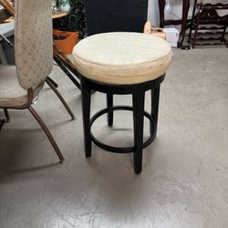 Stool Cushioned And Wood Legs Turns 25h X 17h 