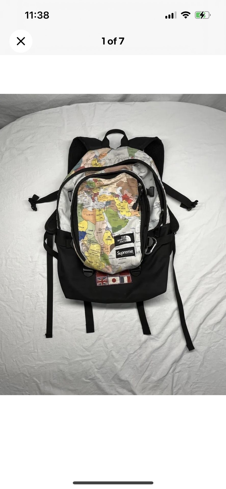the north face supreme expedition medium day backpack worldwide map SS14