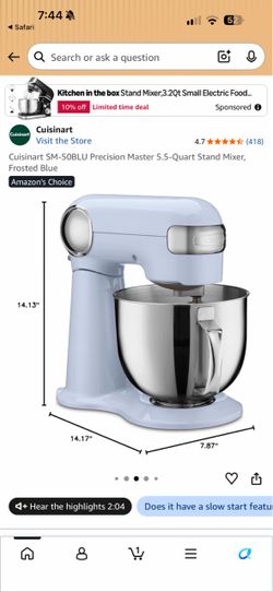 Cuisinart SM-50BLU 5.5-Quart Stand Mixer Frosted Blue