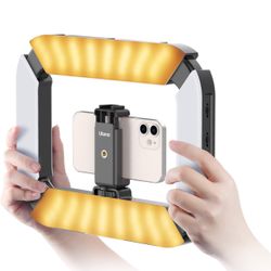 Smartphone Video Rig with Light, Cell Phone Handheld Stabilizer with Ring Light