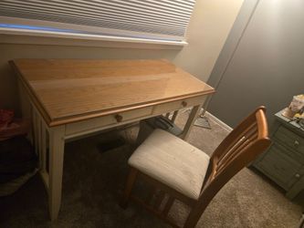 Wooden  Desk with glass on top with Two Drawers