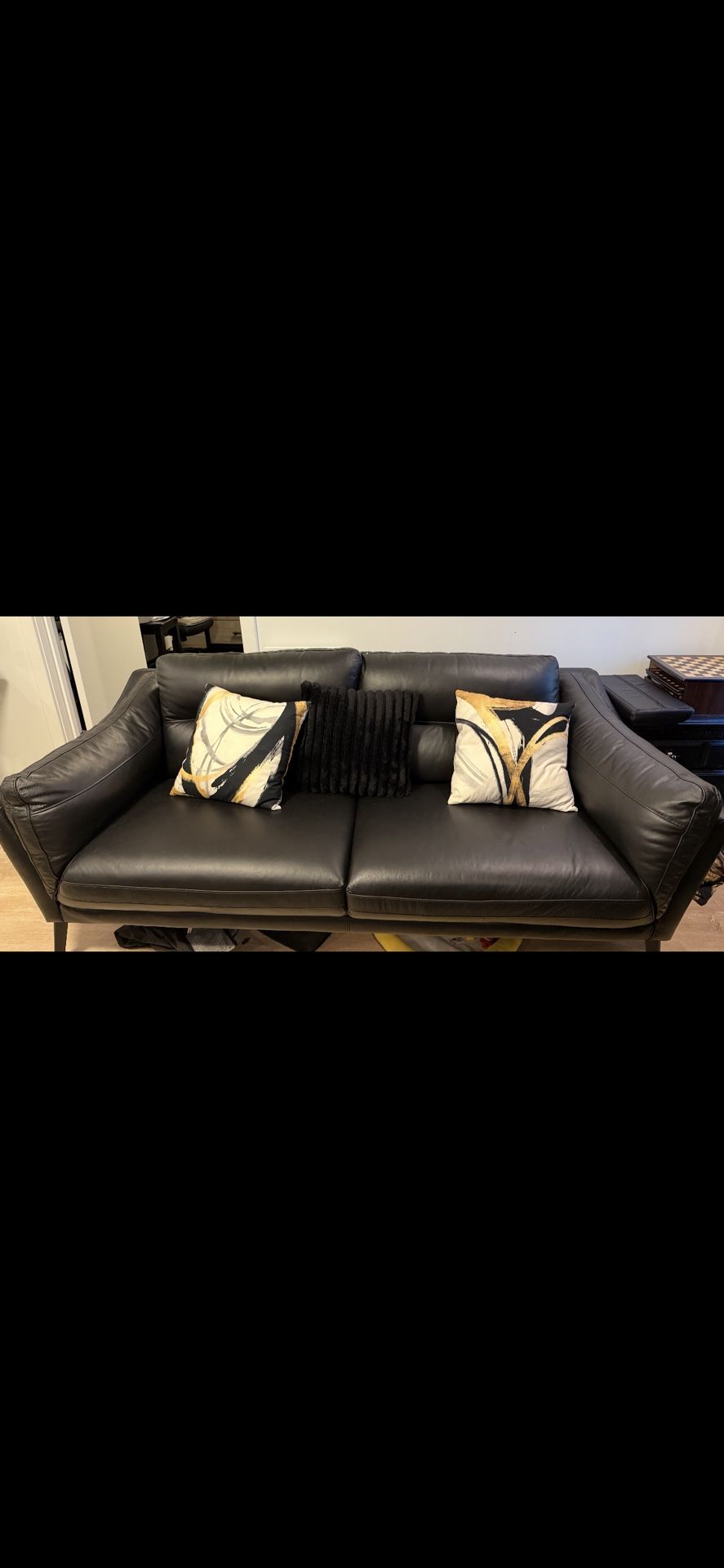 Black Leather Couch $250