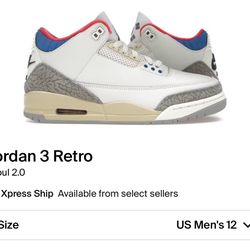 Jordan 3 Retro Seoul 2.0 Size 12