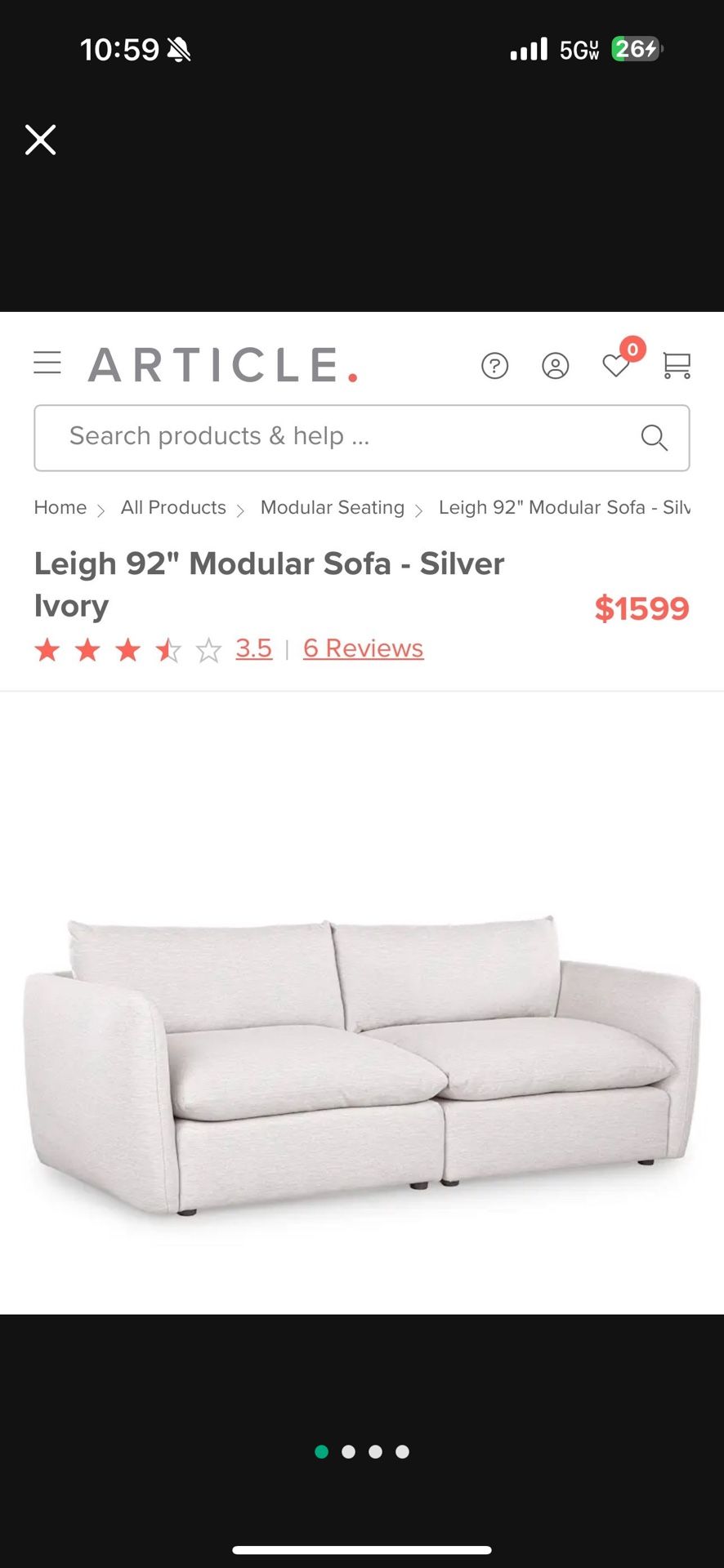 Article Furniture Modular Sofa Couch
