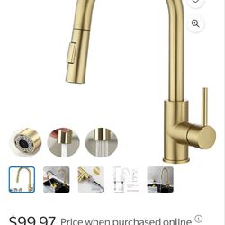 Havin Gold Kitchen Faucet with Pull Down Sprayer, High Arc SUS304 Stainless Steel, Brushed Gold Finish, cUPC Cartridge, with10 Deck Plate, Fit for 1/2