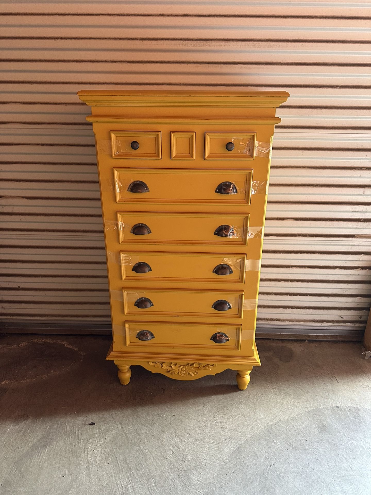Vintage Yellow Tallboy Dresser – Beautiful & Unique