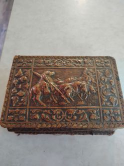 Tooled leather cigarette box
