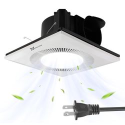 Bathroom Exhaust Fan with Light, 26W 6400K Fan and LED Light Combo for Home, 130 CFM, 1.0 Sones Quiet Square Bathroom Vent Fan Light Combo,4 In Duct 1