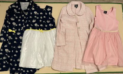 6/6x Girl Fancy Dresses With Matching Coats 