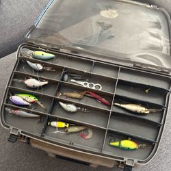 Tackle box loaded with fresh water gear