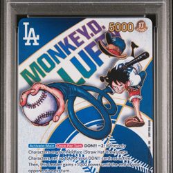 2025 ONE PIECE PROMO EB02 010 DODGERS X ONE PIECE NIGHT MONKEY D LUFFY PSA 10