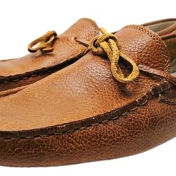 Lacoste Concours Lace CLM LTH Dark Tan Loafers Driving Shoes Man's Size 9.5