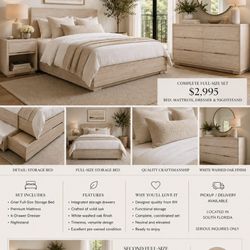 RH GRIER BEDROOM COLLECTION — WHITEWASHED OAK- EVERYTHING included!! Please read!!