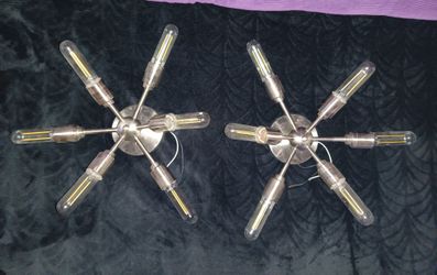 Two Crayford Six Lights Brushed Nickel Semi-flush Mount Lights