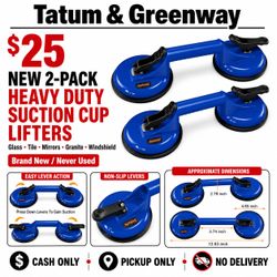 NEW SOLUDE 2-Pac Heavy Duty Dual Suction Cup Lifters for Glass & Til