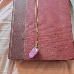 Necklace With Gold Chain And Purple Stone