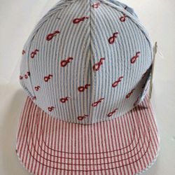 New Flat Fitty Snapback Cap W/Logos Baby Blue Strip