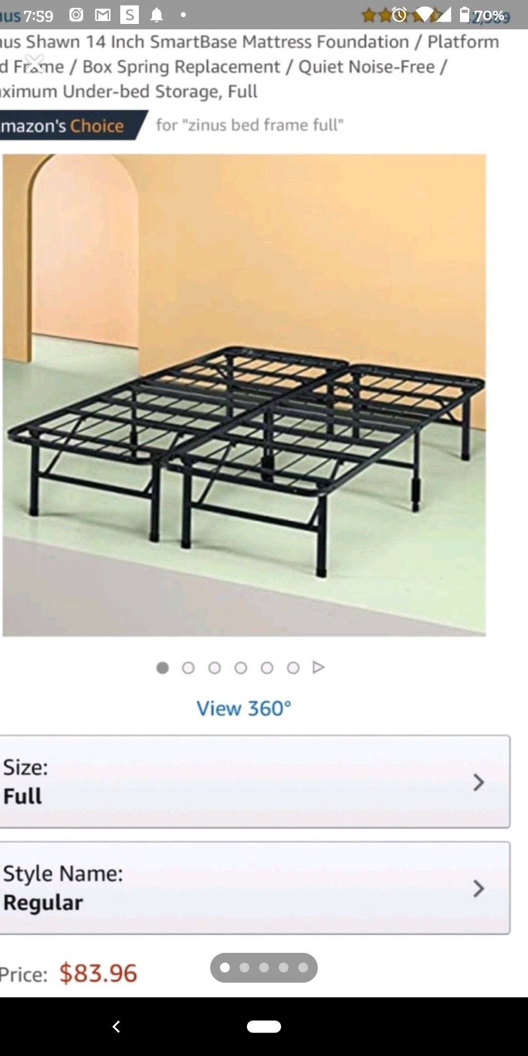 Classic Metal Platform Bed Frame with Steel Slat Support / Mattress Foundation, Full