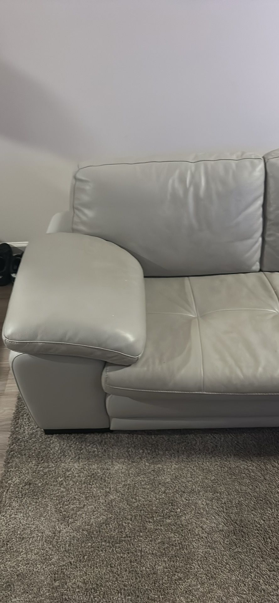 White Leather Sectional Couch 2 Piece