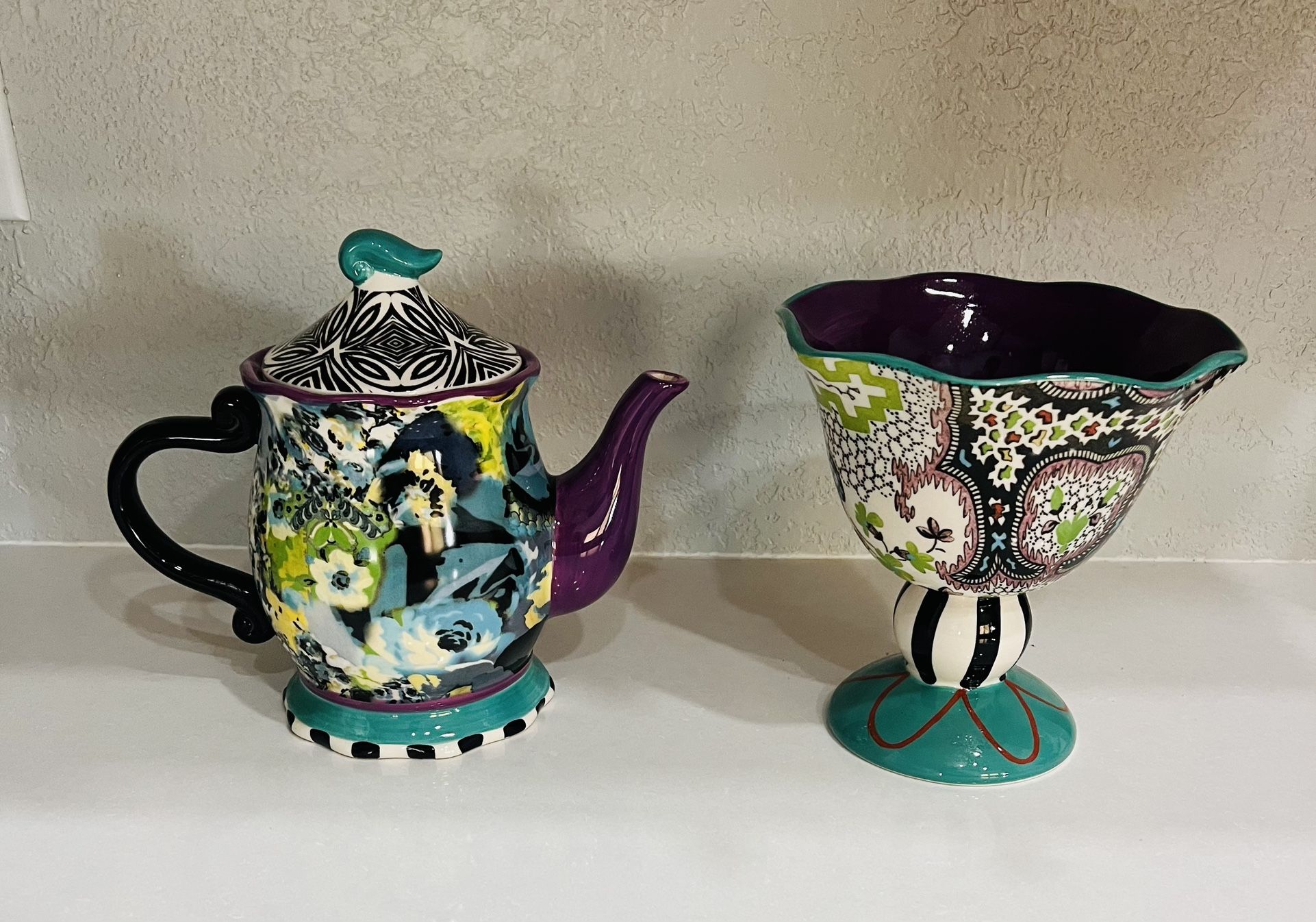 Two Pieces Decor Tracy Porter Vintage Teapot and Bowl $100