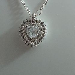 Pandora Authentic Brand New Sterling Silver Sparkling XL Halo Heart PENDANT Necklace 19.4 Adjustable 